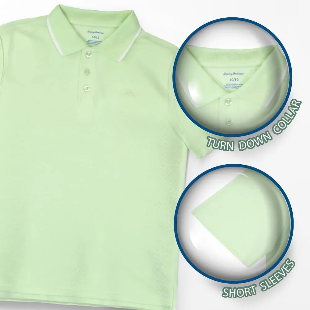Tommy Bahama Boys Classic Fit Polo Shirt 3-Pack, Short Sleeve T-Shirts with Collar, Front Button Closure and Embroidered Logo