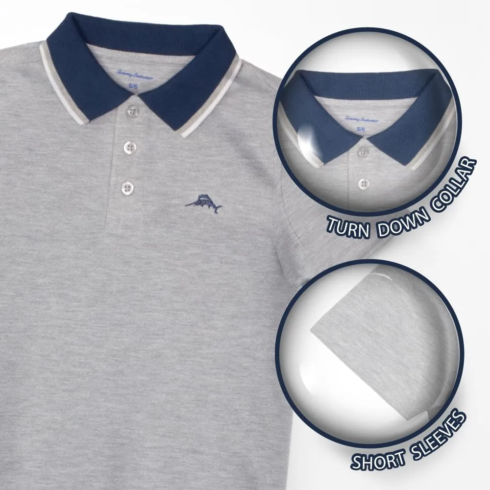 Tommy Bahama Boys Classic Fit Polo Shirt 3-Pack, Short Sleeve T-Shirts with Collar, Front Button Closure and Embroidered Logo