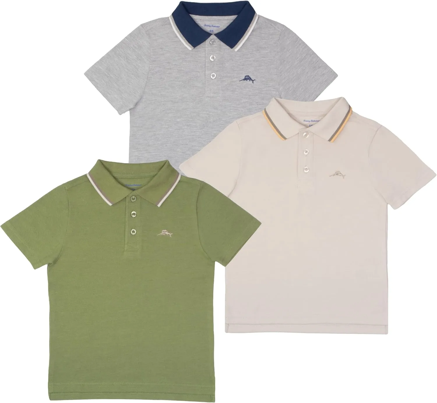 Tommy Bahama Boys Classic Fit Polo Shirt 3-Pack, Short Sleeve T-Shirts with Collar, Front Button Closure and Embroidered Logo