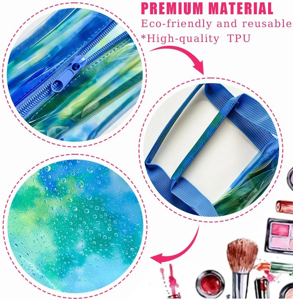 TotePrint Waterproof Blue Handbag Iridescent Cosmetic Bag with Comfortable Hand, Travel Essential Storage Bag (Blue)