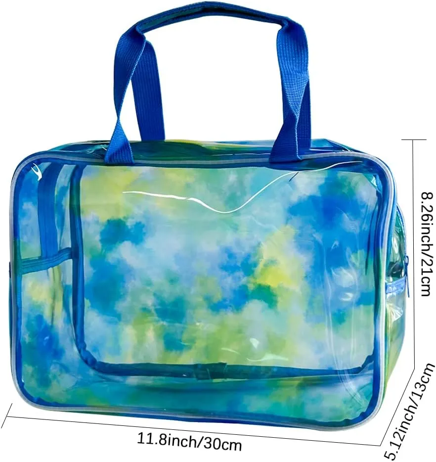 TotePrint Waterproof Blue Handbag Iridescent Cosmetic Bag with Comfortable Hand, Travel Essential Storage Bag (Blue)