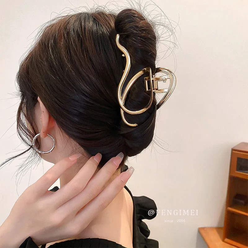 Trendy Geometric Shapes Metal Hair Claw Clips for Women