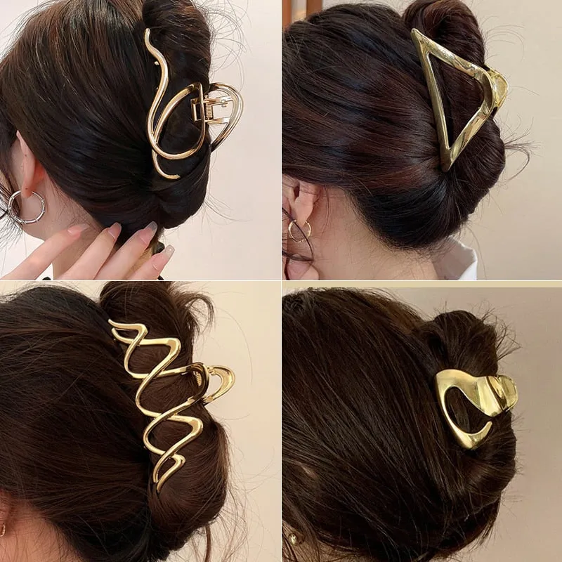 Trendy Geometric Shapes Metal Hair Claw Clips for Women
