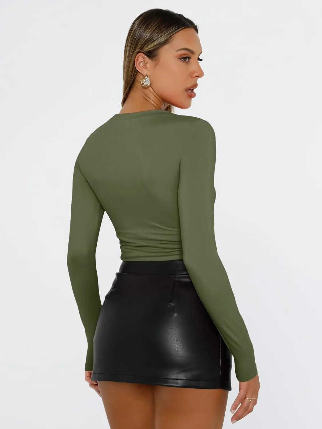 Trendy Queen Womens Long Sleeve Shirts Basic Tees Crop Tops Going Out Spring 2025 Workout Outfits Y2k Clothes