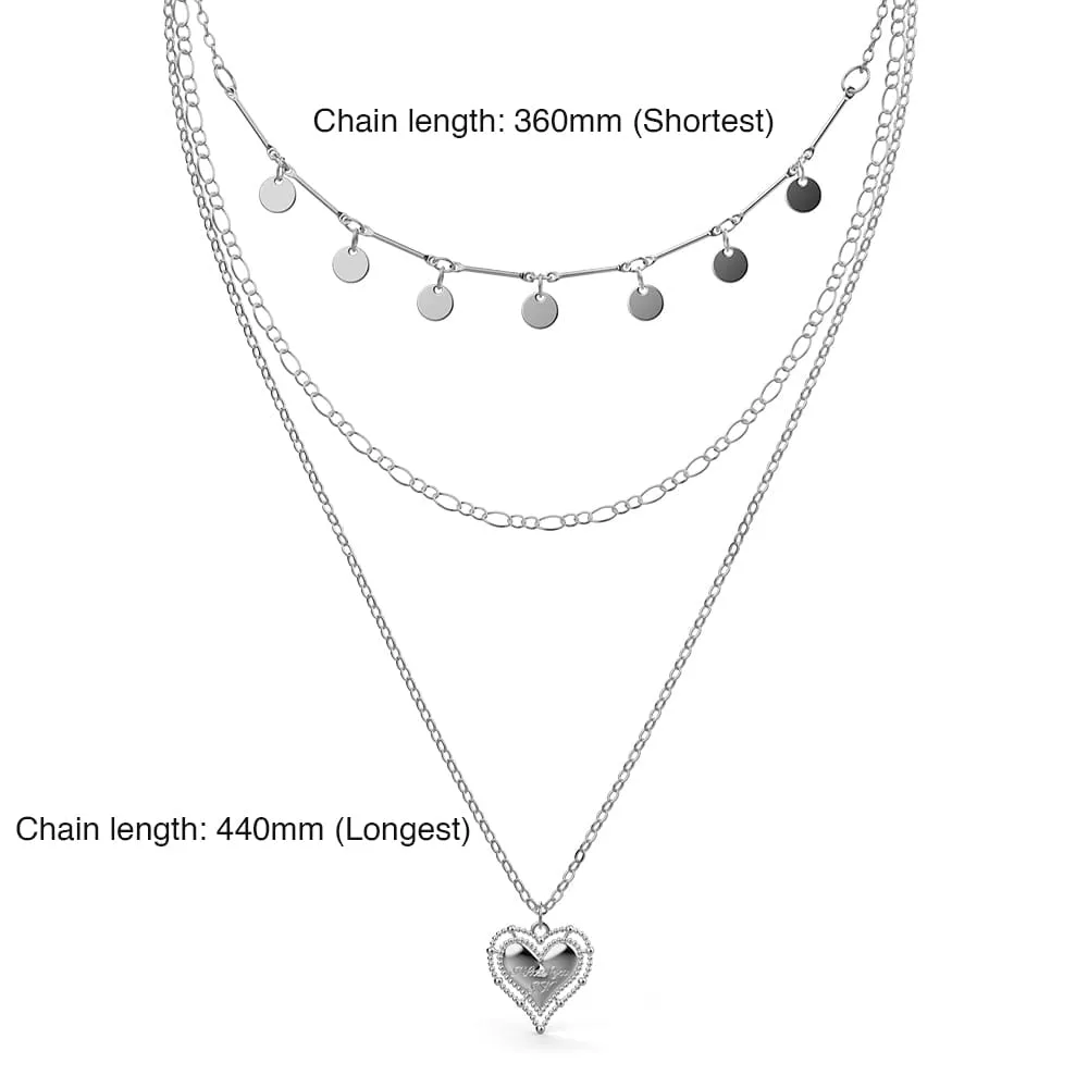 Triple Layered Necklace In Silver