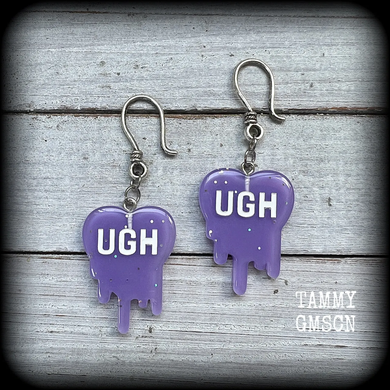 UGH heart earrings-Dripping heart earrings