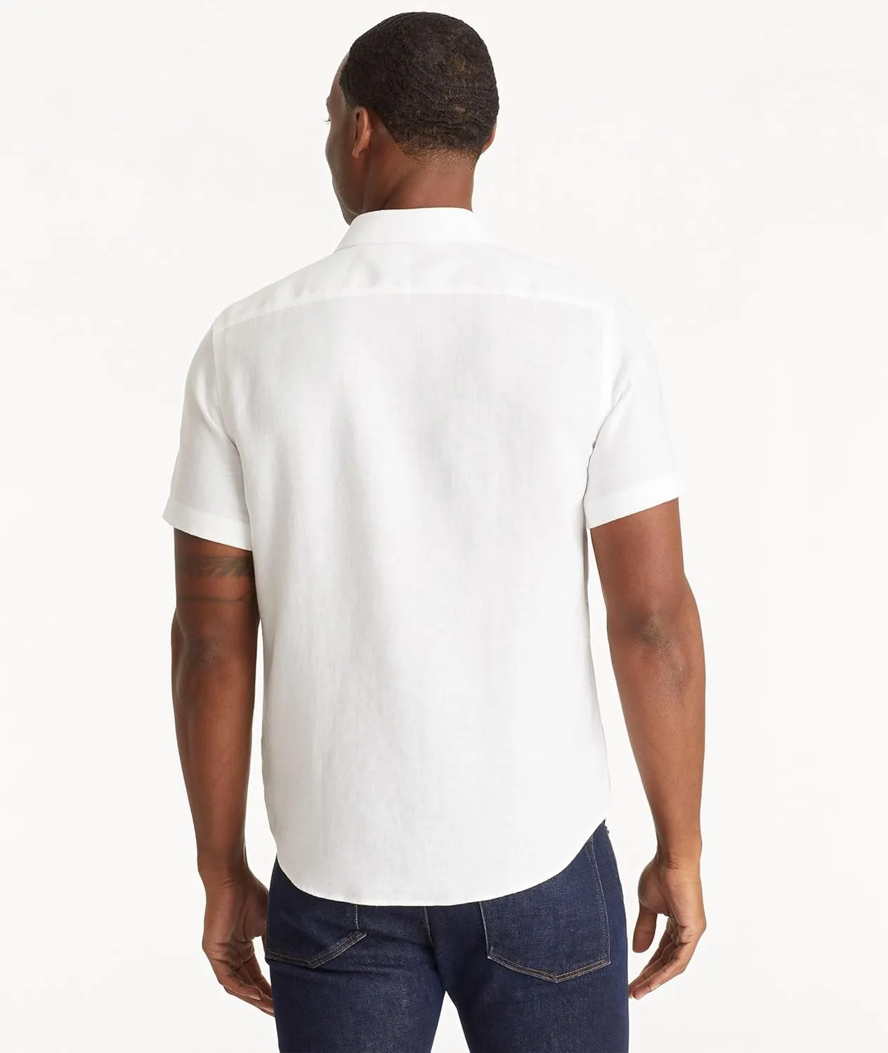 UNTUCKit Cameron - Untucked Shirt for Men, Short Sleeve, Wrinkle-Resistant Linen, Slim Fit