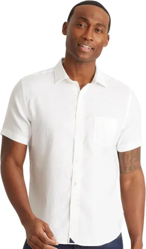 UNTUCKit Cameron - Untucked Shirt for Men, Short Sleeve, Wrinkle-Resistant Linen, Slim Fit