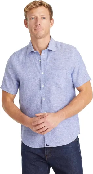 UNTUCKit Cameron - Untucked Shirt for Men, Short Sleeve, Wrinkle-Resistant Linen, Slim Fit