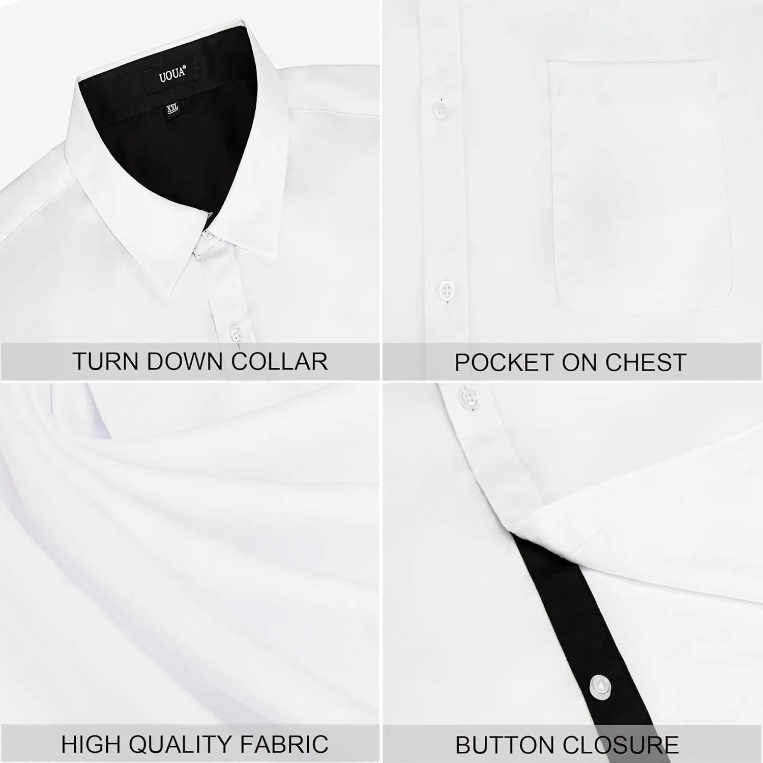 UOUA Men's Button Down Short Sleeve Dress Shirts Wrinkle Free Business Shirt Summer Casual Top