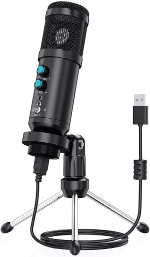 USB Microphone, Metal Condenser Microphones, Multipurpose Vocal Mic Kit with Tripod Stand Computer Microphone