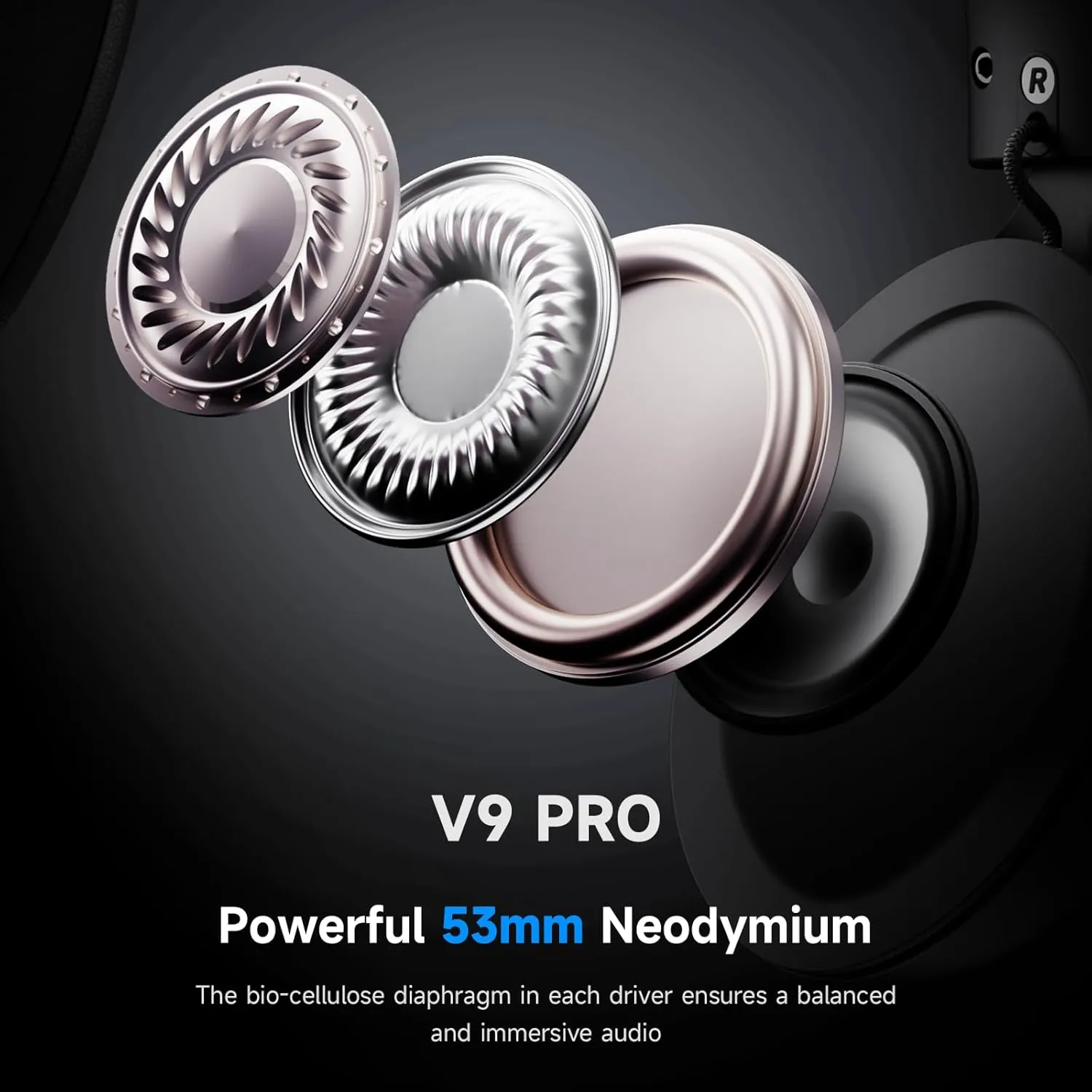 V9 PRO Wireless Gaming Headset 7.1 Surround Sound for PS5 PS4 PC SWITCH TOPSPEED Gaming Headphones with Noise Canceling Mic, 250Hr Battery, Low 15ms Latency, Lightweight, BT 5.3 FPS Games Black