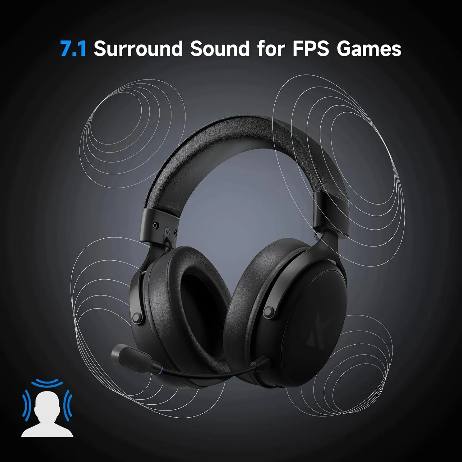 V9 PRO Wireless Gaming Headset 7.1 Surround Sound for PS5 PS4 PC SWITCH TOPSPEED Gaming Headphones with Noise Canceling Mic, 250Hr Battery, Low 15ms Latency, Lightweight, BT 5.3 FPS Games Black