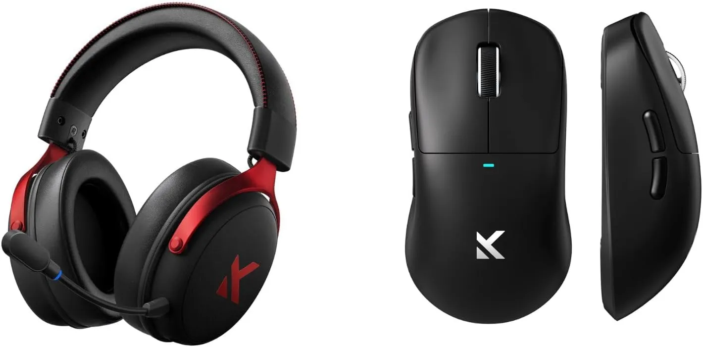 V9 PRO Wireless Gaming Headset, M7 Ultra Wireless Gaming Mouse, 7.1 Surround Sound, Noise Canceling Mic, Tri-Mode Connection, 8K Polling, 53g Lightweight Ergonomic