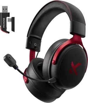 V9 Wireless Gaming Headset 7.1 Surround Sound for PS5 PS4 PC SWITCH TOPSPEED Gaming Headphones with Noise Canceling Mic, 125Hr Battery, Low 15ms Latency, Lightweight, BT 5.3 FPS Games Black&Red