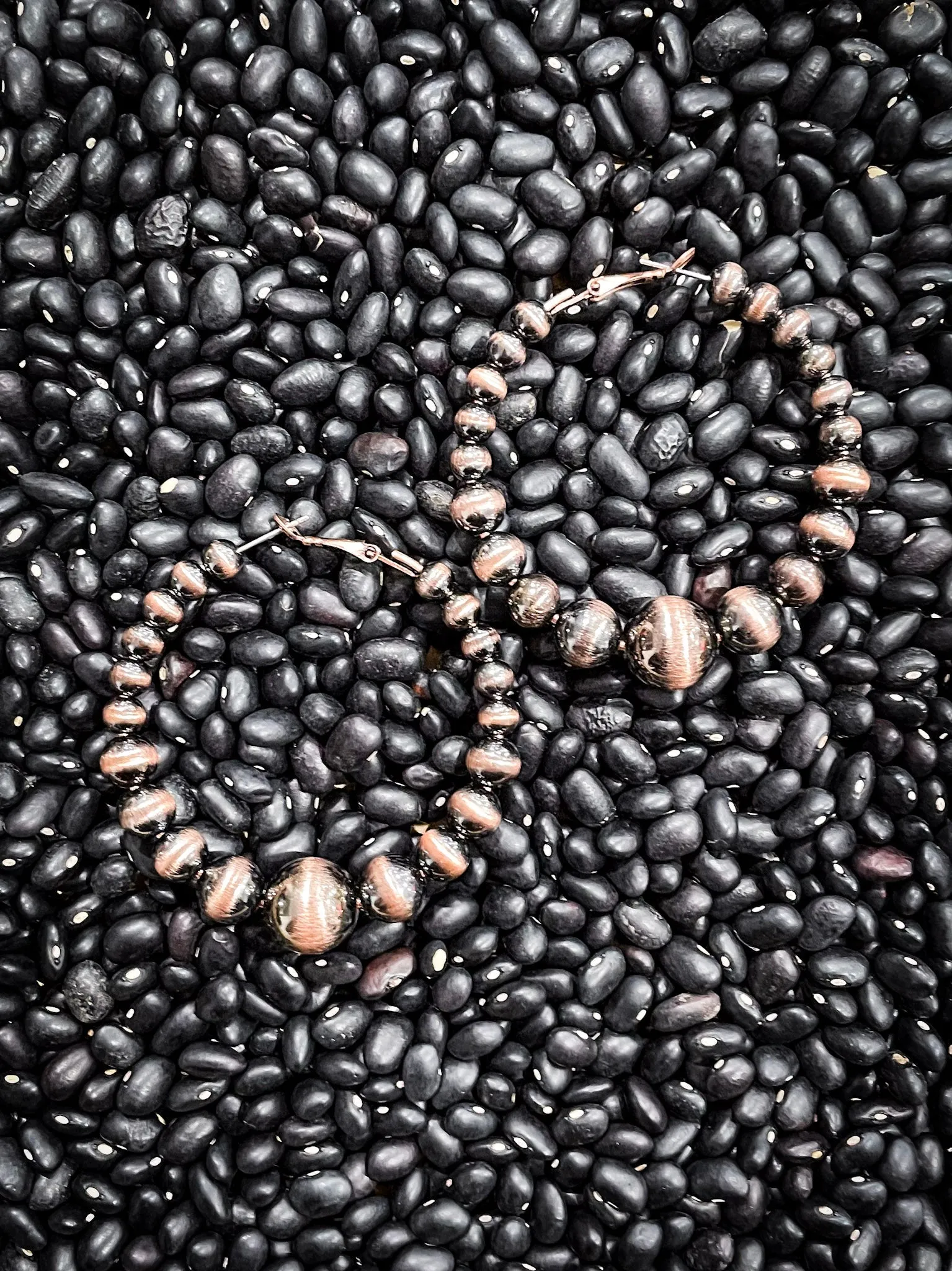 Vera Navajo Style Pearl Hoops - Copper