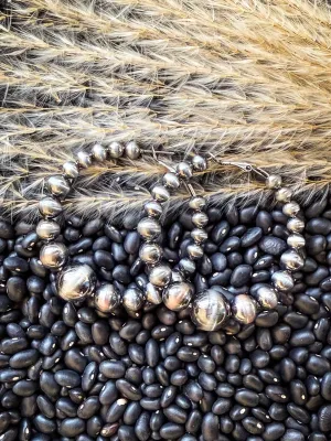 Vera Navajo Style Pearl Hoops - Silver