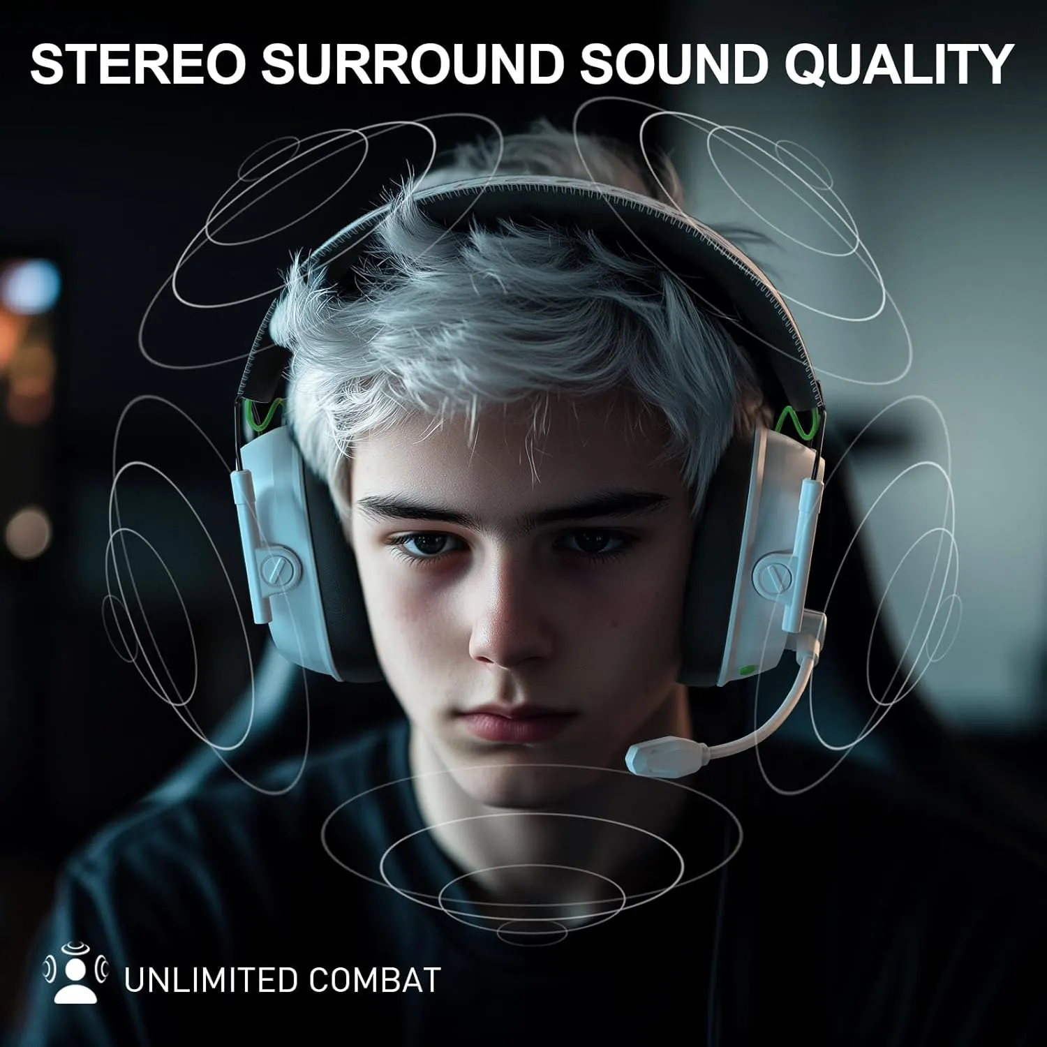 VK81 2.4GHz Wireless Gaming Headset for PS5, PS4, PC - Bluetooth Gaming Headphones with Noise Canceling Mic, Low Latency, Stereo Sound, 50 Hr Battery, Game Boy Color Accessories,Black White