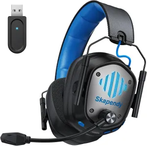 VK81 2.4GHz Wireless Gaming Headset for PS5, PS4, PC - Bluetooth Gaming Headphones with Noise Canceling Mic, Low Latency, Stereo Sound, 50 Hr Battery, Headset for Nintendo Switch,Black Blue