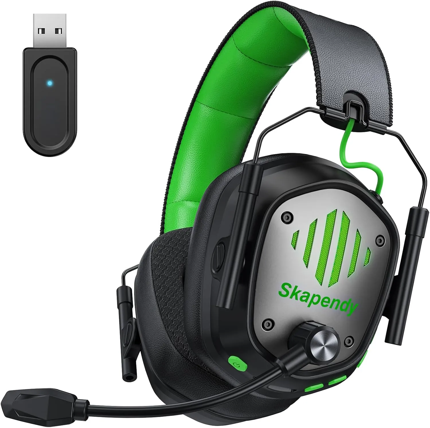 VK81 2.4GHz Wireless Gaming Headset for PS5, PS4, PC - Bluetooth Gaming Headphones with Noise Canceling Mic, Low Latency, Stereo Sound, 50 Hr Battery, Headset for Nintendo Switch,Black Green
