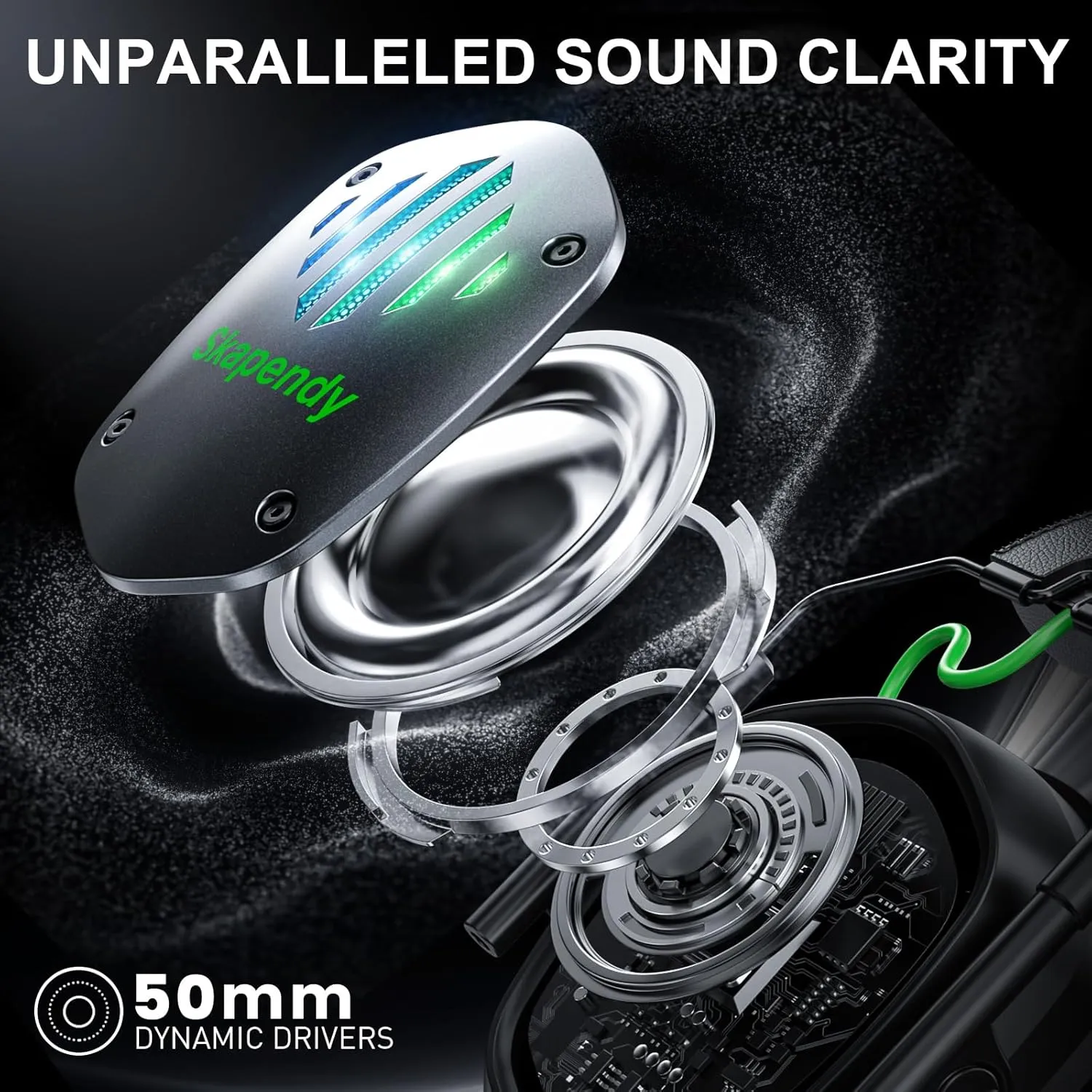 VK81 2.4GHz Wireless Gaming Headset for PS5, PS4, PC - Bluetooth Gaming Headphones with Noise Canceling Mic, Low Latency, Stereo Sound, 50 Hr Battery, Headset for Nintendo Switch,Black Green