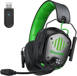 VK81 2.4GHz Wireless Gaming Headset for PS5, PS4, PC - Bluetooth Gaming Headphones with Noise Canceling Mic, Low Latency, Stereo Sound, 50 Hr Battery, Headset for Nintendo Switch,Black Green