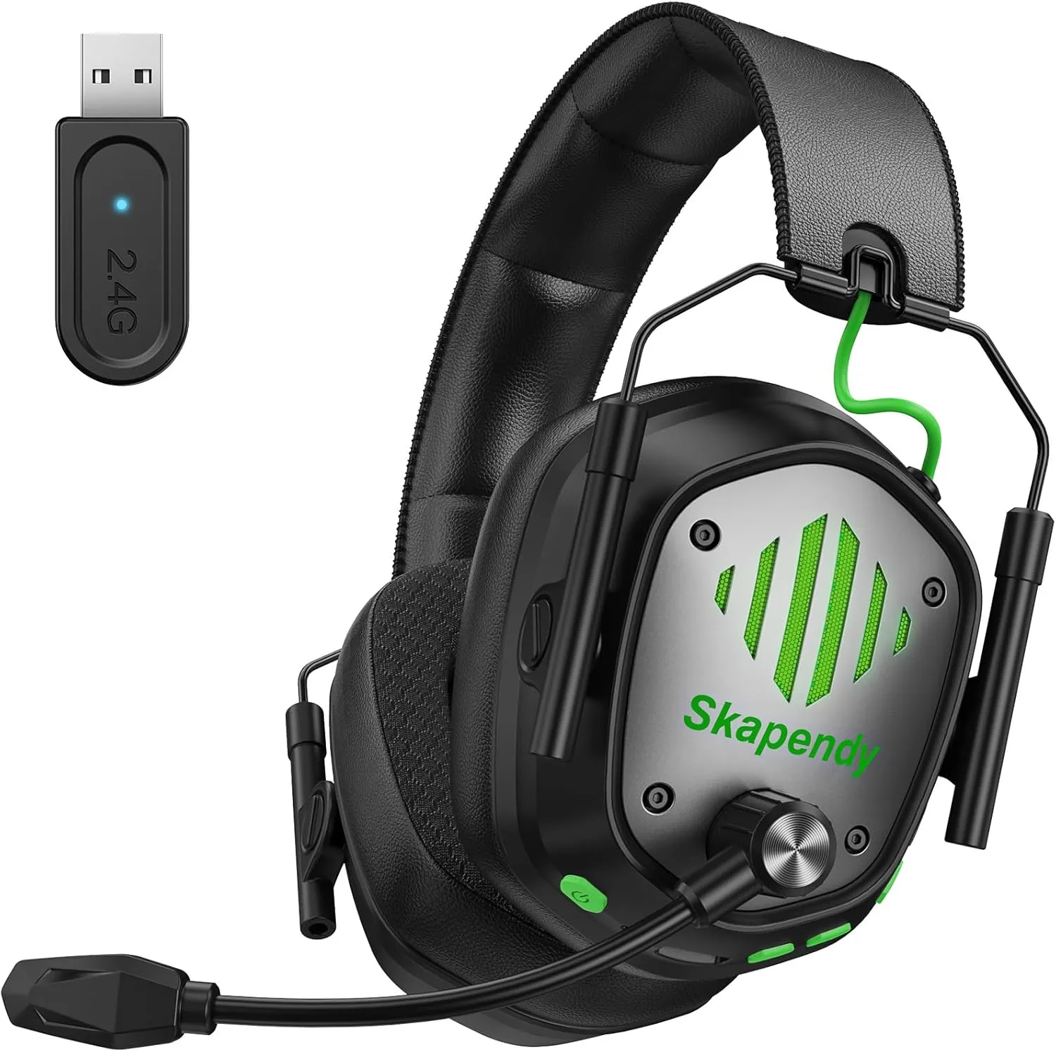 VK81 2.4GHz Wireless Gaming Headset for PS5, PS4, PC - Bluetooth Gaming Headphones with Noise Canceling Mic, Low latency, Stereo Sound, 50 Hr Battery, RGB Headset for Nintendo Switch, Black