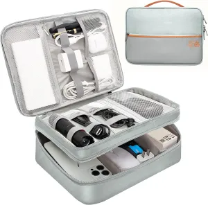 VOCUS Electronic Organizer Travel Case,Cord Organizer Bag for Electronics Accessories, Double Layer Tech Carring Large Storage Case for Charger,Usb Cable, Power Bank, Hardware