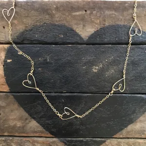 w- 6 tiny hearts necklace