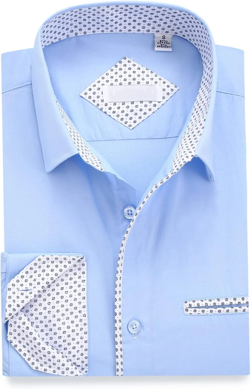 WARHORSEE Mens Dress Shirts Long Sleeve Performance 4-Way Stretch Wrinkle Free Casual Button Down Shirt