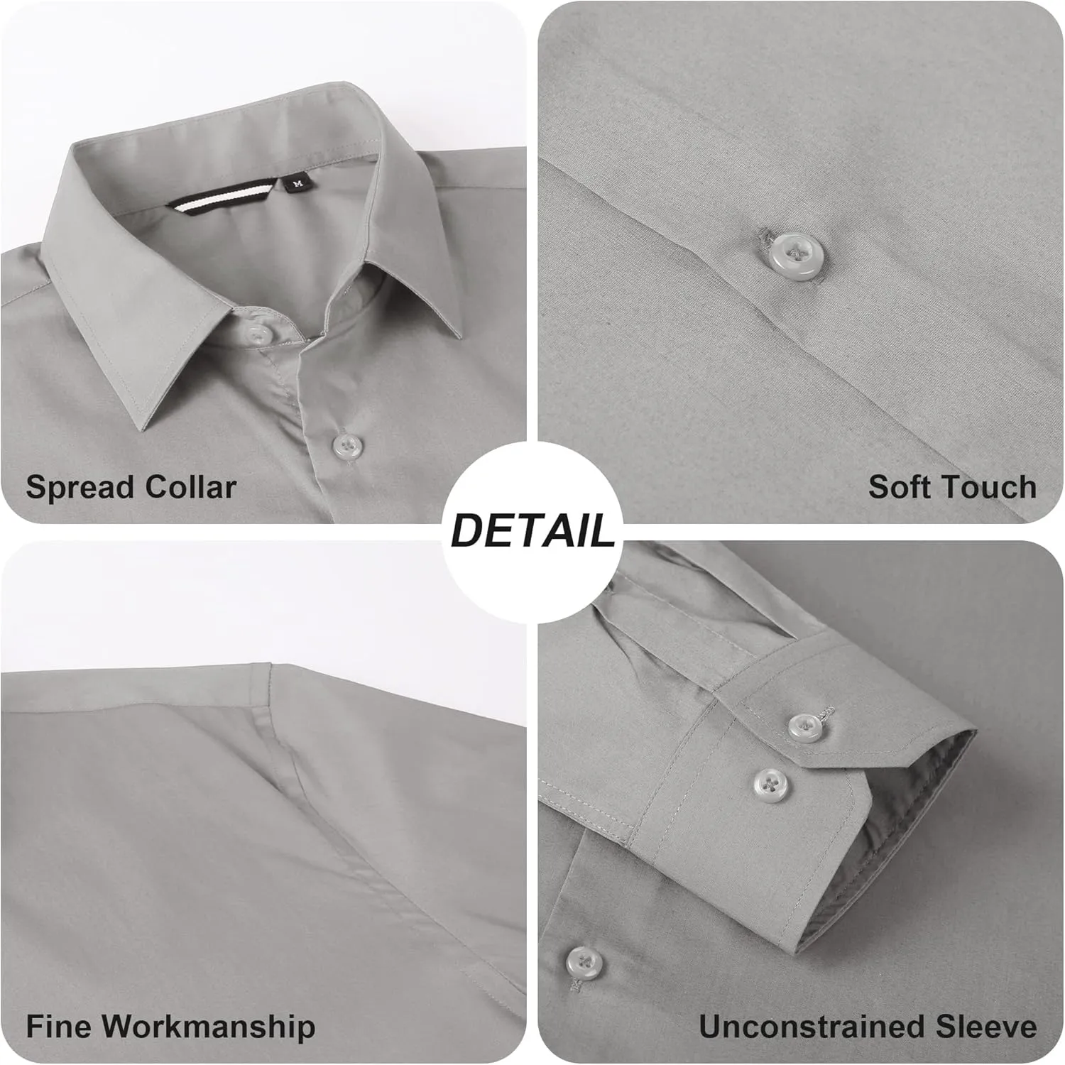 WARHORSEE Mens Dress Shirts Long Sleeve Performance 4-Way Stretch Wrinkle Free Casual Button Down Shirt