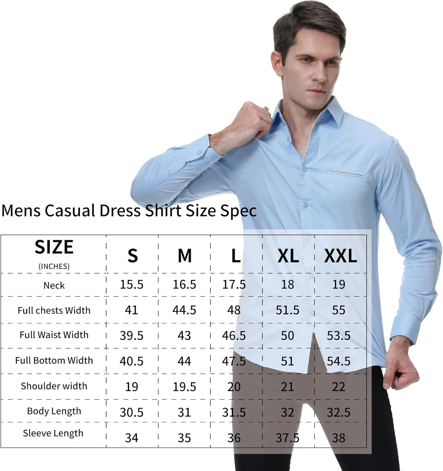 WARHORSEE Mens Dress Shirts Long Sleeve Performance 4-Way Stretch Wrinkle Free Casual Button Down Shirt