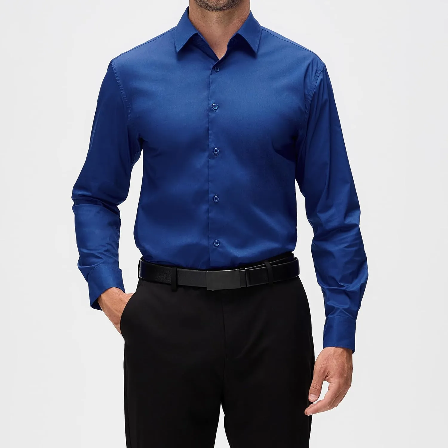 WARHORSEE Mens Dress Shirts Long Sleeve Performance 4-Way Stretch Wrinkle Free Casual Button Down Shirt