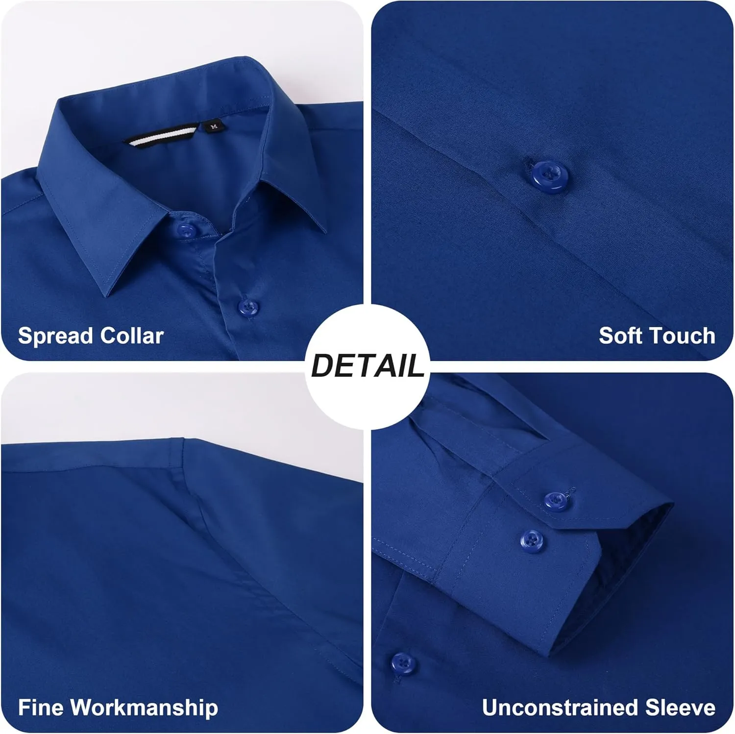 WARHORSEE Mens Dress Shirts Long Sleeve Performance 4-Way Stretch Wrinkle Free Casual Button Down Shirt