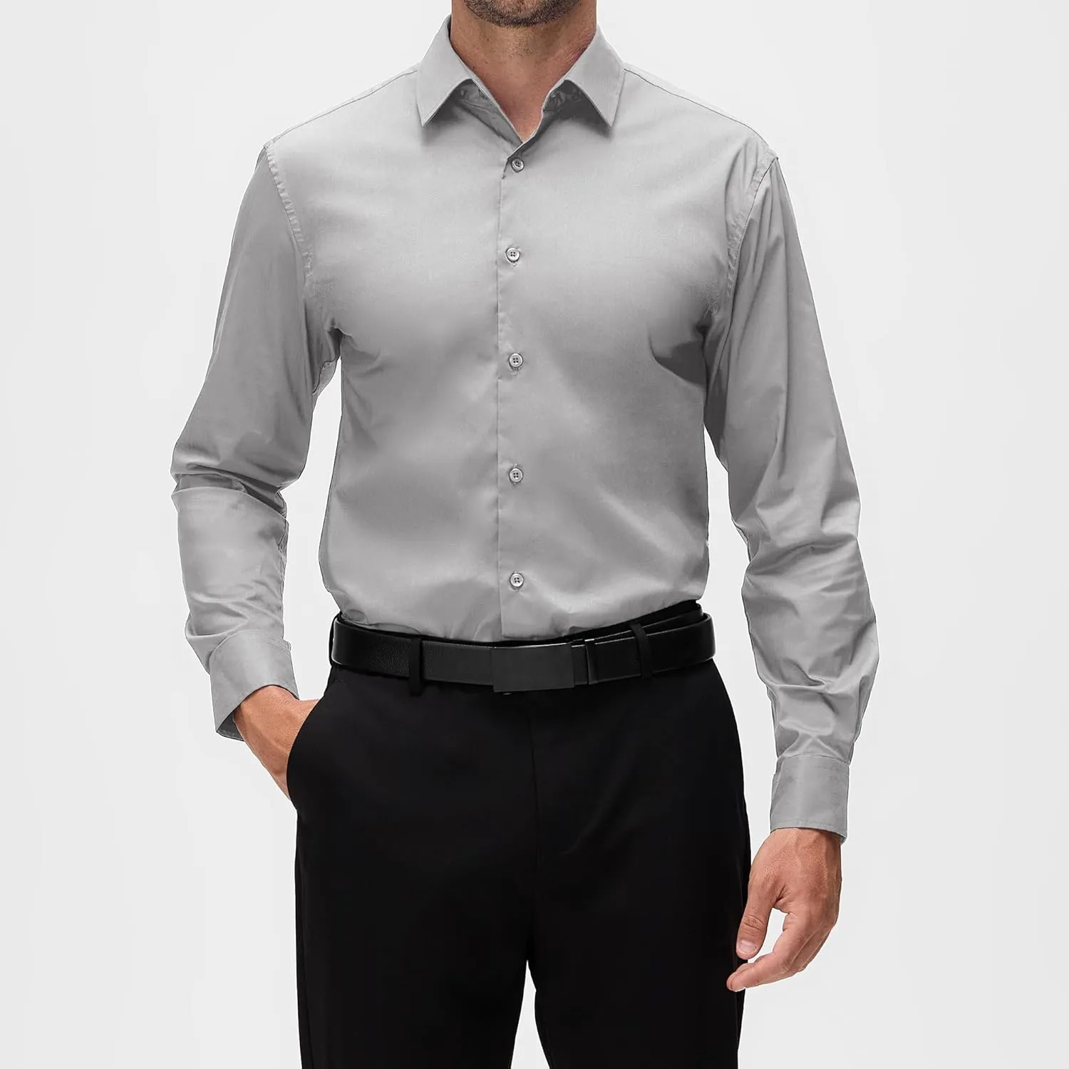 WARHORSEE Mens Dress Shirts Long Sleeve Performance 4-Way Stretch Wrinkle Free Casual Button Down Shirt