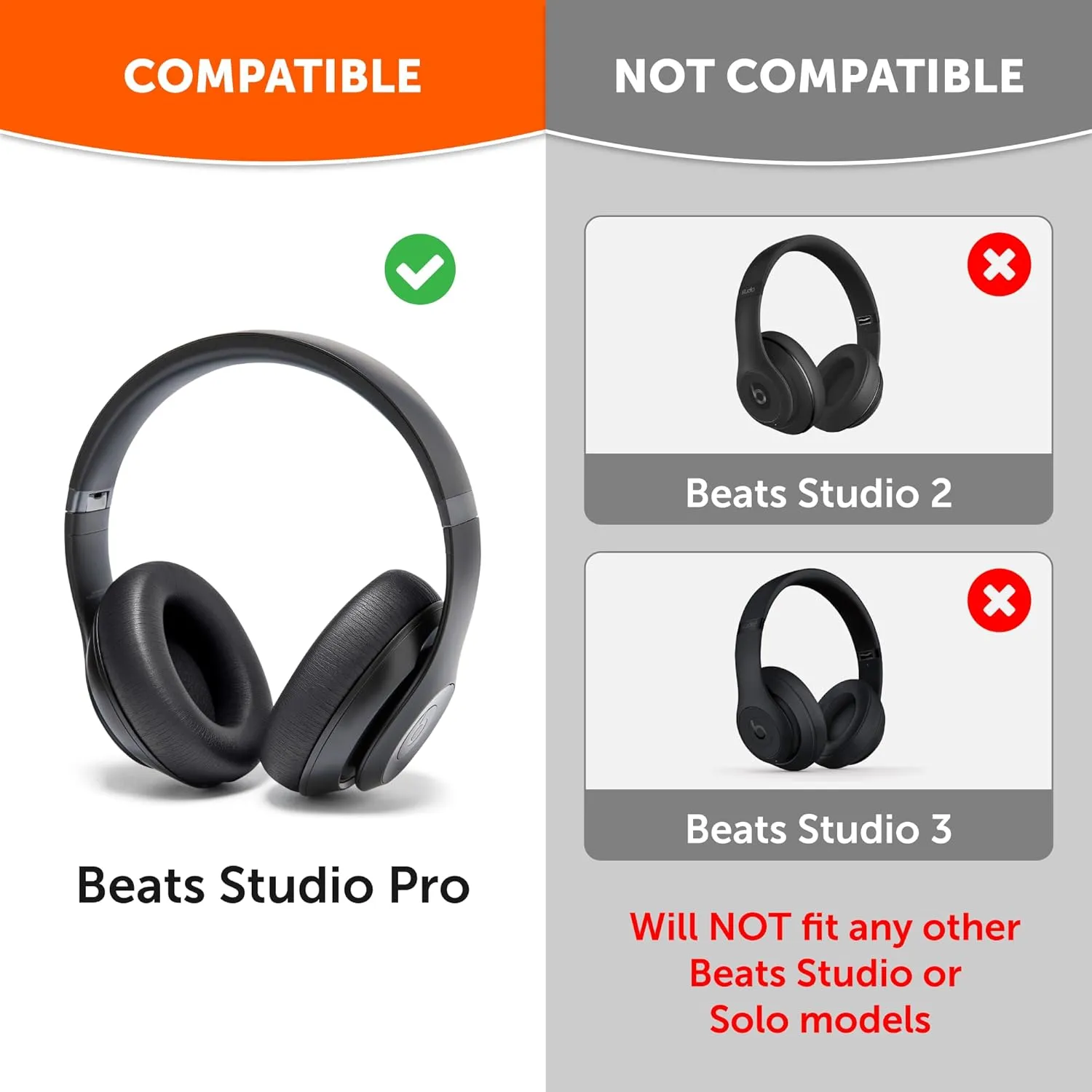 WC PadZ Studio Pro - Extra Thick Earpads for Beats Studio PRO Made by Wicked Cushions | Upgraded PU Leather, Larger Ear Opening, Enhanced Foam | Black