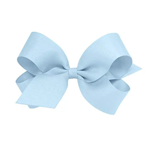 Wee Ones Girl's Large Grosgrain Hair Bow on No Slip Clip - Millennium Blue