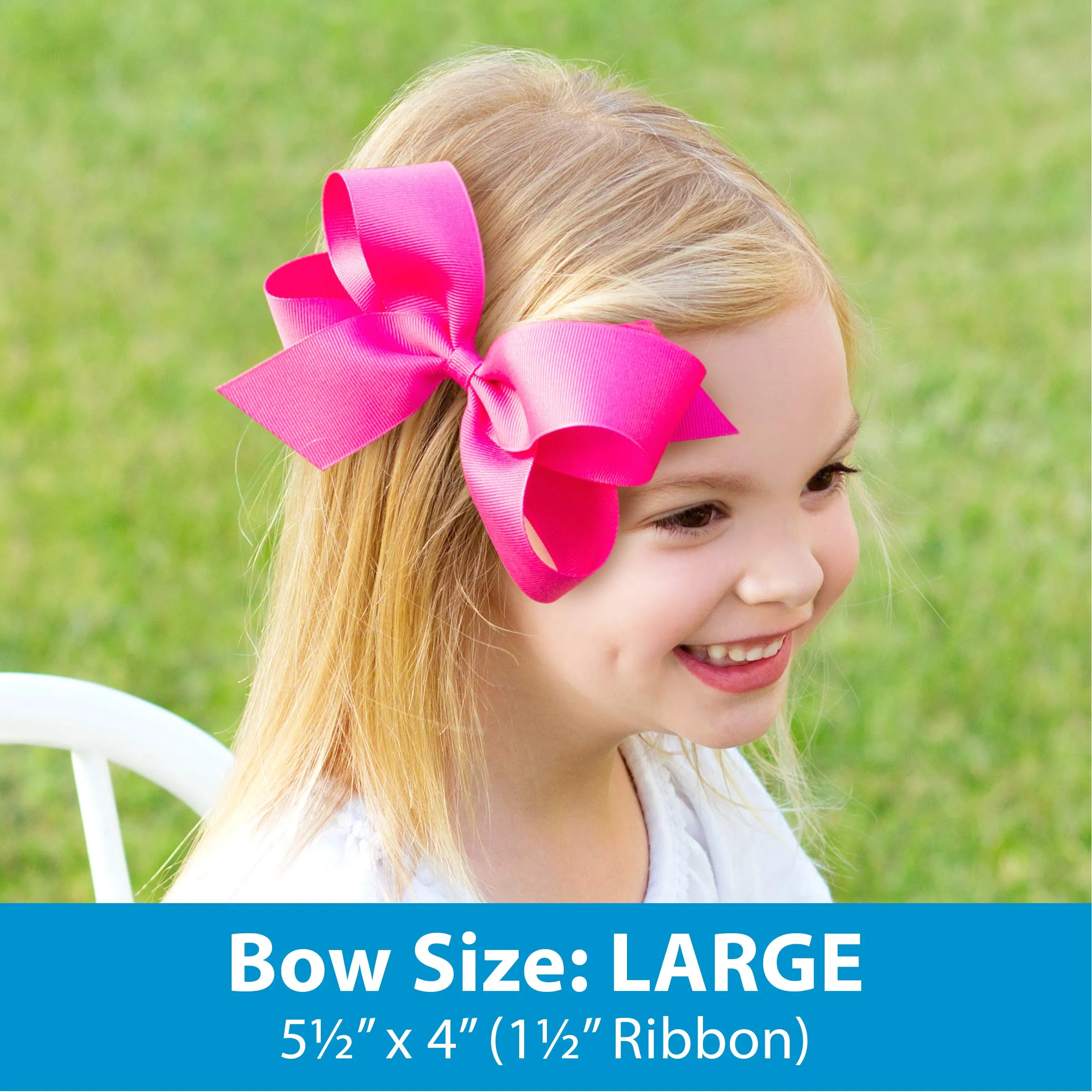 Wee Ones Girl's Large Grosgrain Hair Bow on No Slip Clip - Millennium Blue