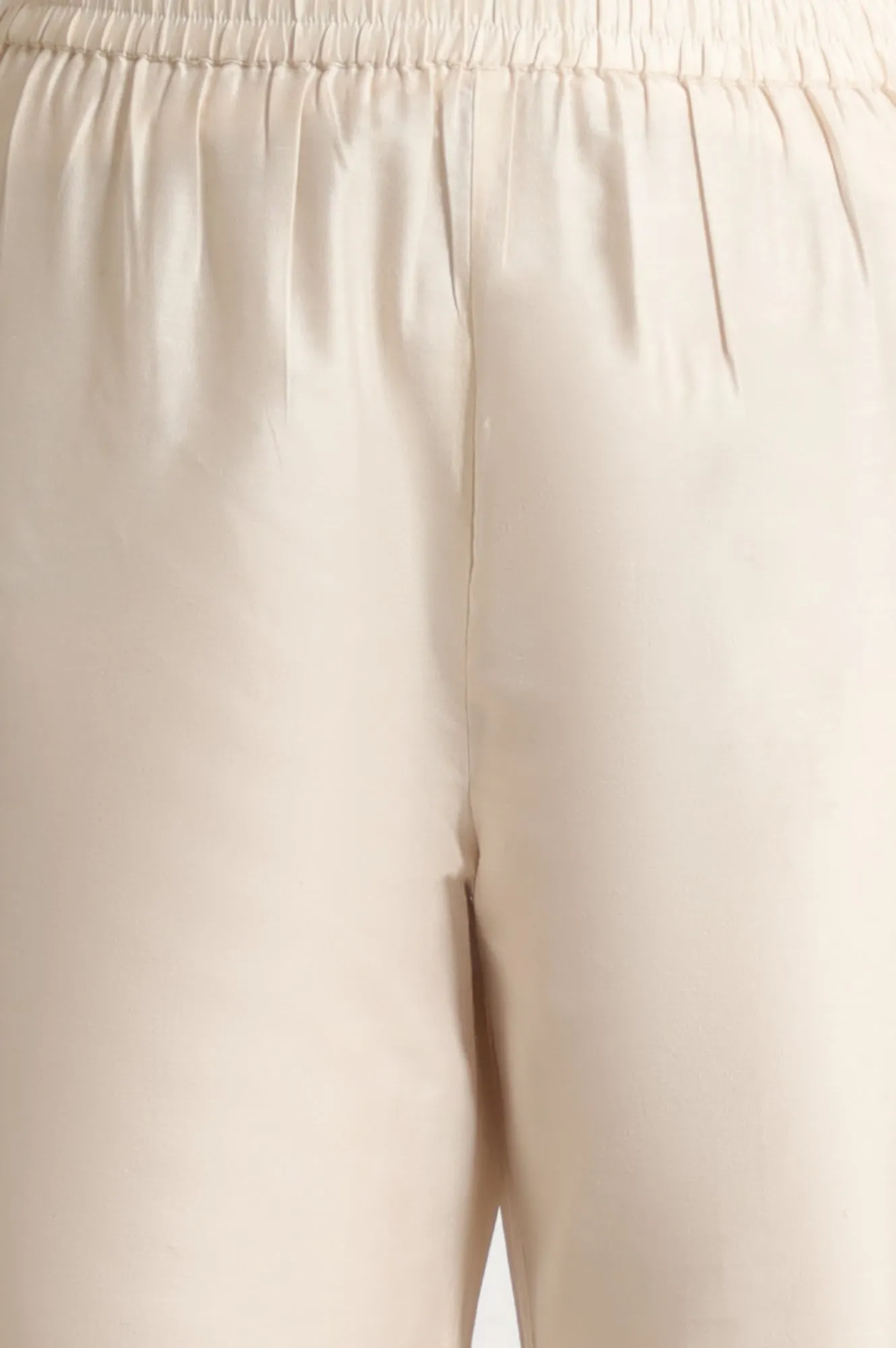White Printed Mock Layered Flared Chanderi Kurta, Pants and Dupatta Set