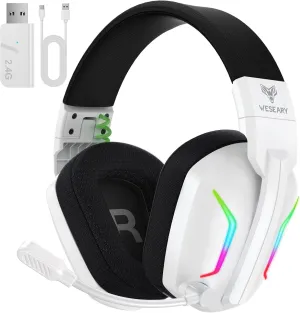 Wireless Gaming Headsets for PC, PS5, PS4, Switch, Mac, 2.4GHz Wireless Gaming Headphone with ENC Noise Canceling Microphone, Bluetooth 5.4, Cool Lighting, 50H Battery, 50mm Drivers