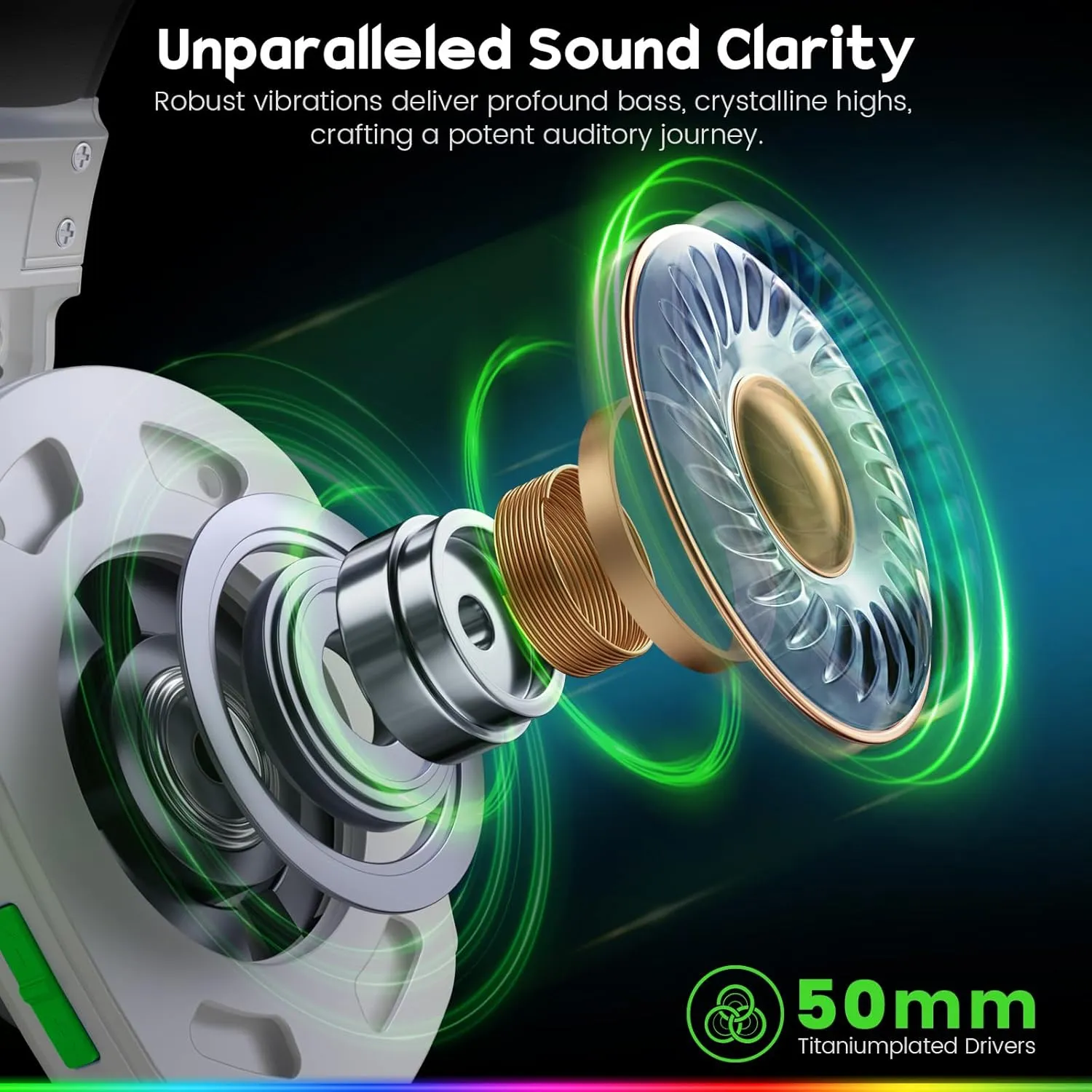 Wireless Gaming Headsets for PC, PS5, PS4, Switch, Mac, 2.4GHz Wireless Gaming Headphone with ENC Noise Canceling Microphone, Bluetooth 5.4, Cool Lighting, 50H Battery, 50mm Drivers