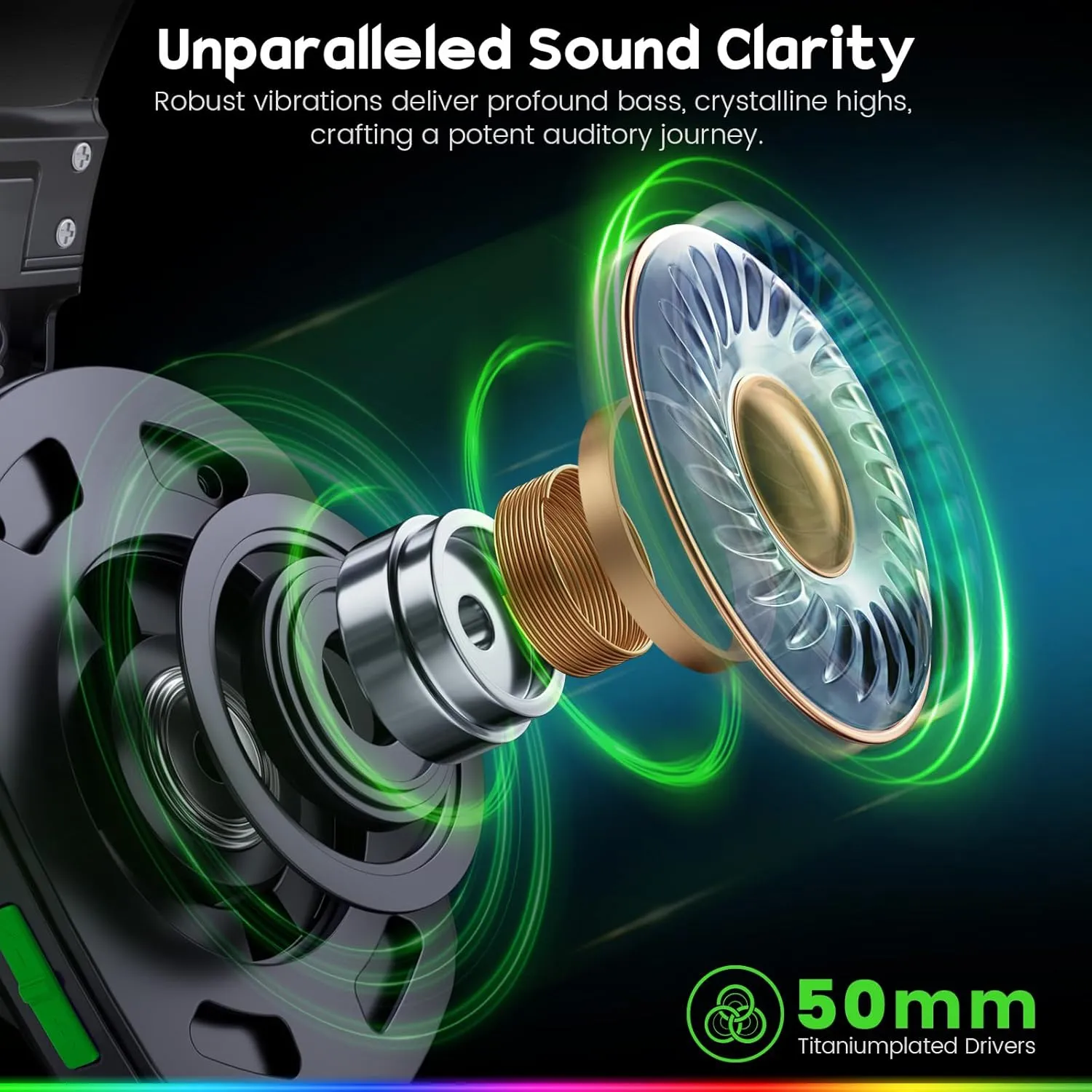 Wireless Gaming Headsets for PC, PS5, PS4, Switch, Mac, 2.4GHz Wireless Gaming Headphone with ENC Noise Canceling Microphone, Bluetooth 5.4, Cool Lighting, 50H Battery, 50mm Drivers