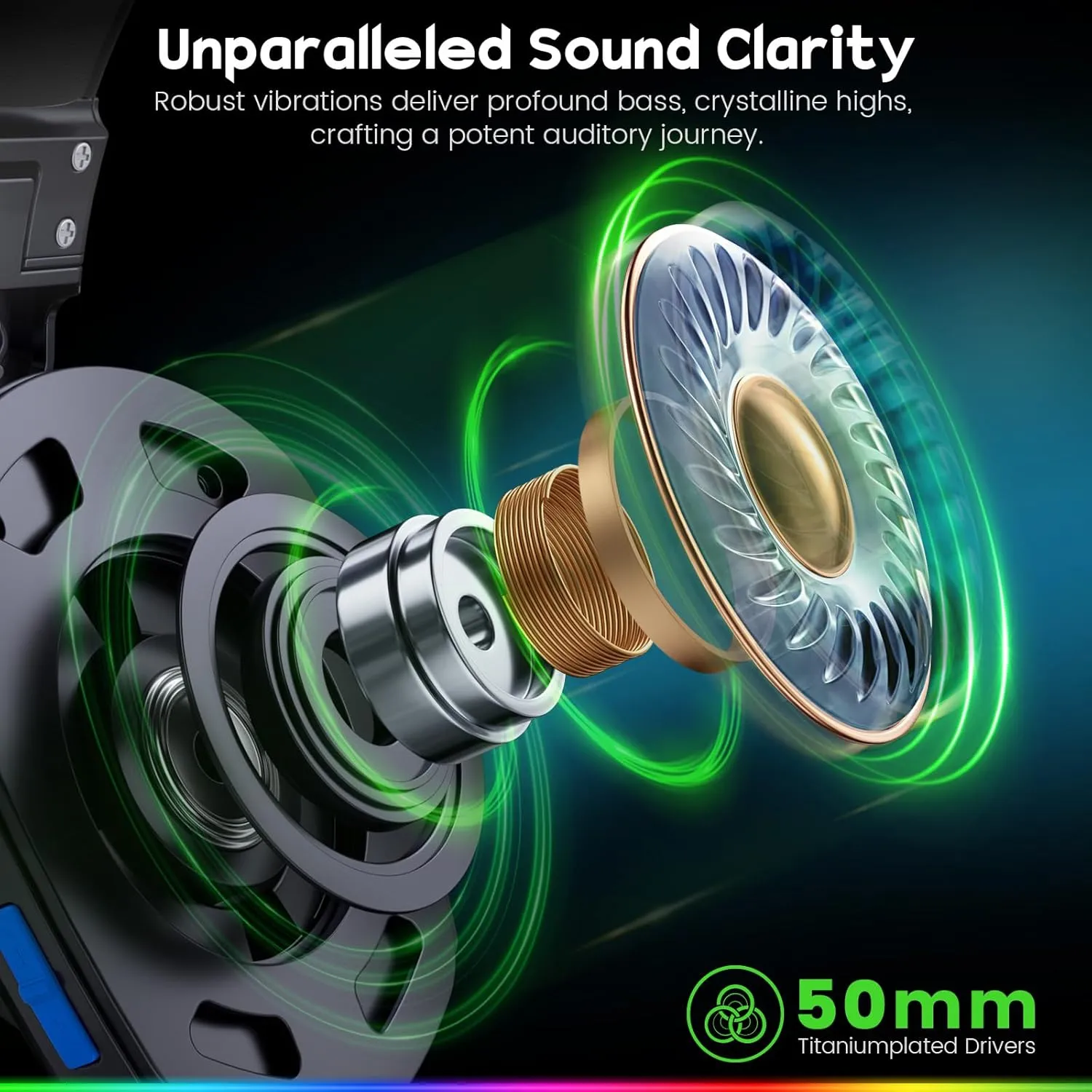 Wireless Gaming Headsets for PC, PS5, PS4, Switch, Mac, 2.4GHz Wireless Gaming Headphone with ENC Noise Canceling Microphone, Bluetooth 5.4, Cool Lighting, 50H Battery, 50mm Drivers