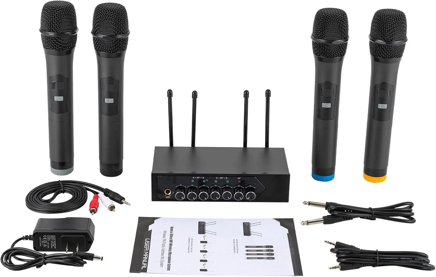 Wireless Microphone System Family Karaoke Equipment Kit Microphones, Professional Uhf Dual Microphones Signal Lights For Home Dynamic Set Systems Core Speech Wedding Church Pa Lightweight And Portable