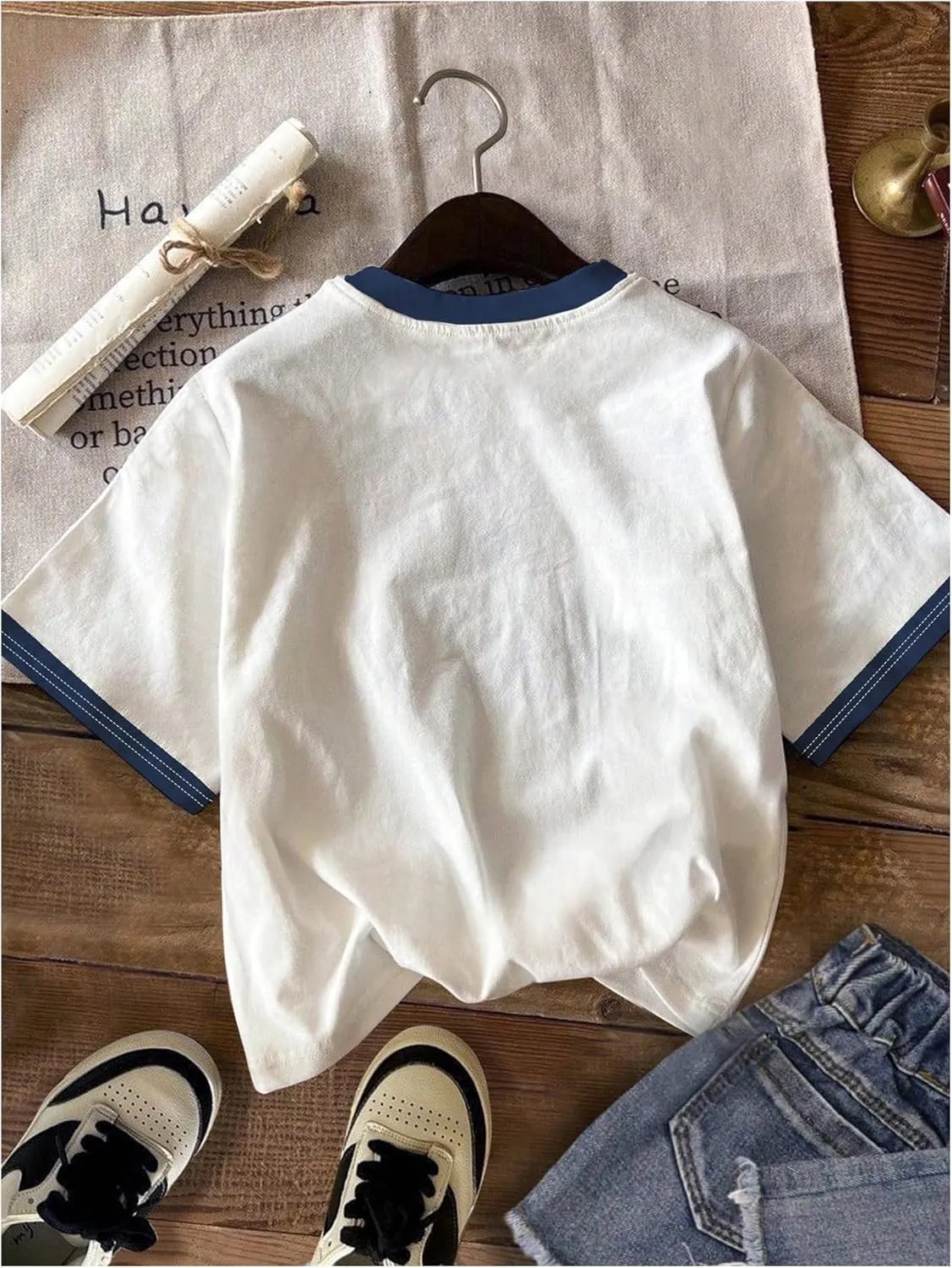 Women's Casual Cherry Bow Tees Graphic Letter Print Round Neck T Shirt Summer Short Sleeve Trendy Tops