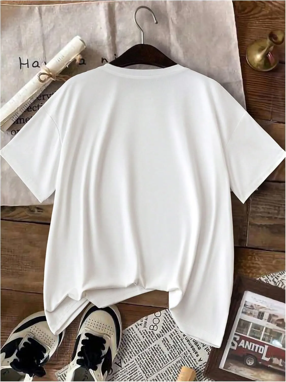 Women's Casual Cherry Bow Tees Graphic Letter Print Round Neck T Shirt Summer Short Sleeve Trendy Tops