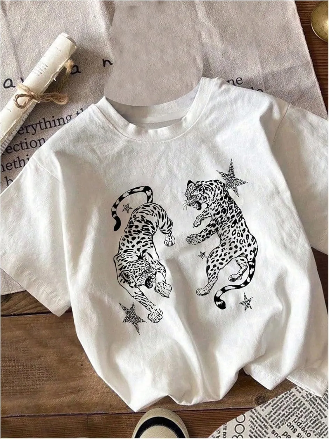 Women's Casual Cherry Bow Tees Graphic Letter Print Round Neck T Shirt Summer Short Sleeve Trendy Tops