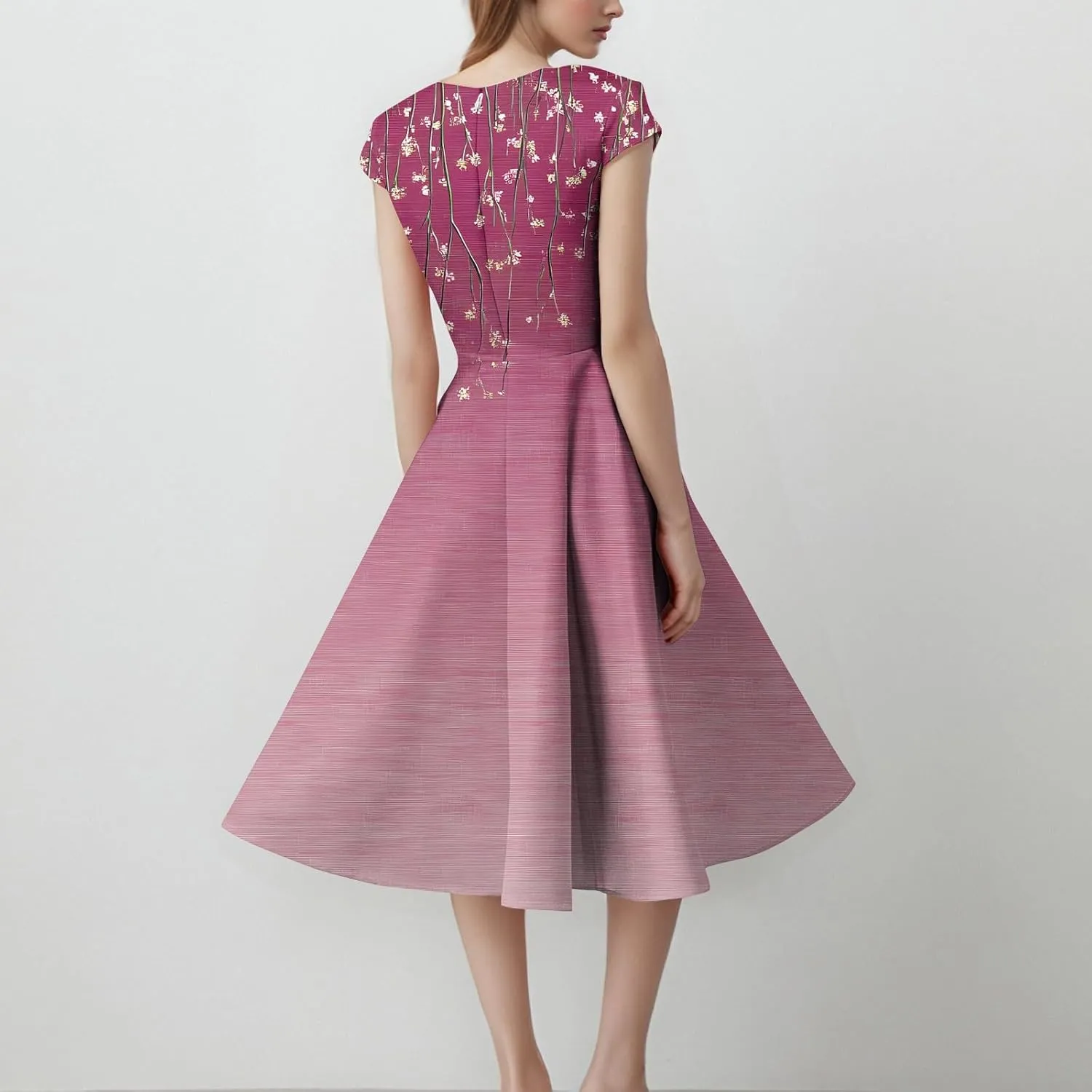 Women's Fashion Floral Print Comfortable Dress Loose Sleeveless Elegant A-Line Casual Weddings Mid-Length Party Dresses