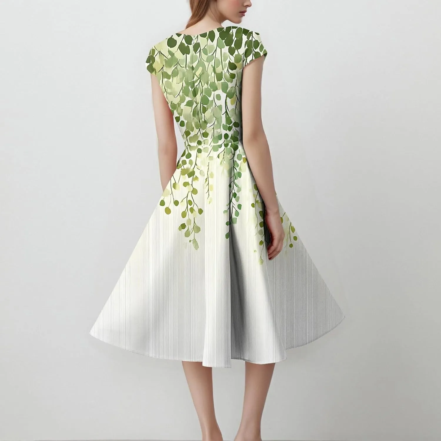 Women's Fashion Floral Print Comfortable Dress Loose Sleeveless Elegant A-Line Casual Weddings Mid-Length Party Dresses