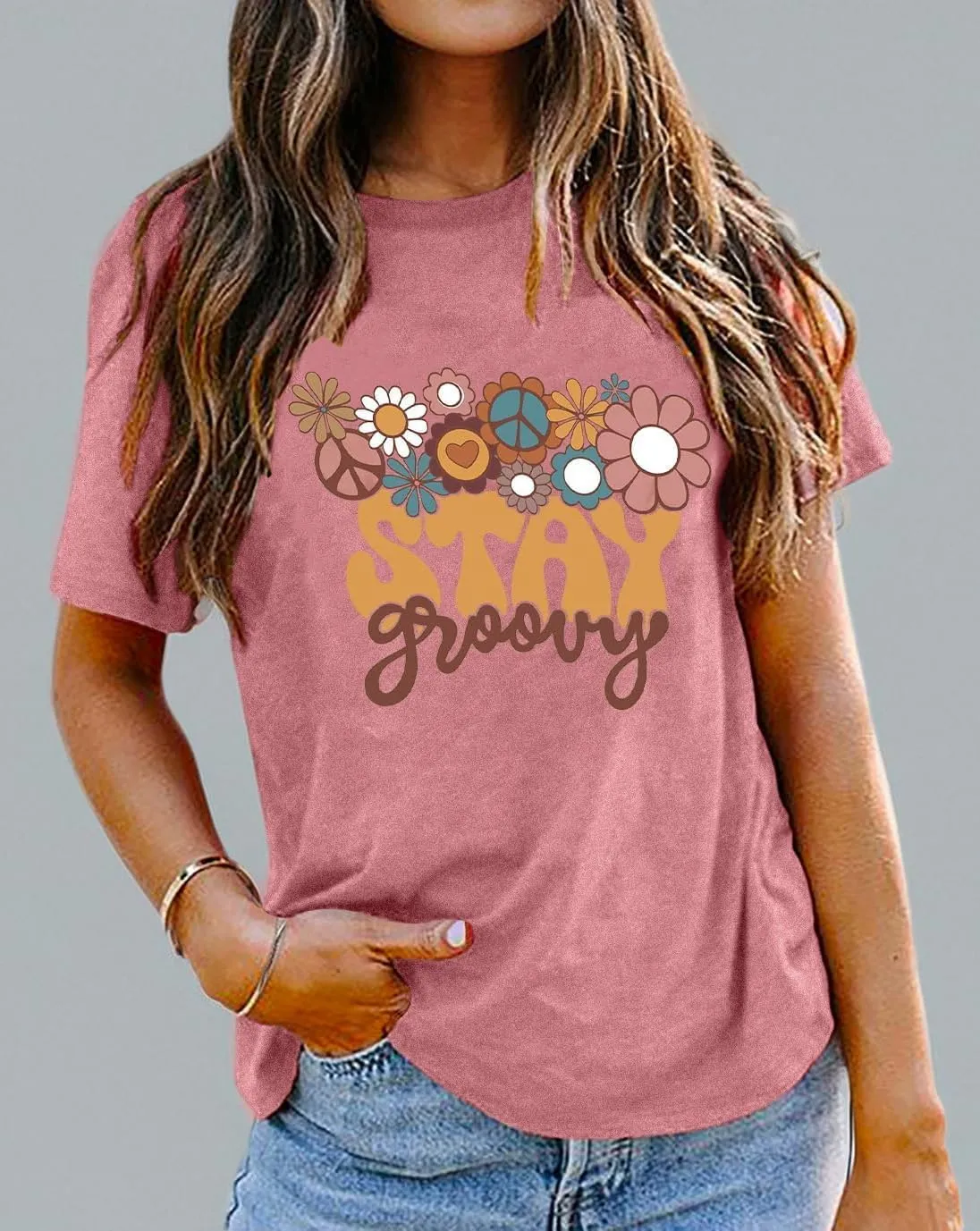 Womens Graphic Tee Shirts Trendy Casual Summer Loose Fit Short Sleeve Tshirts for Women